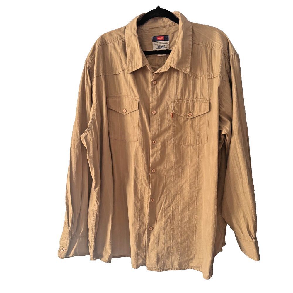 Levis 3xl 100% cotton tan mens‎ casual button down shirt